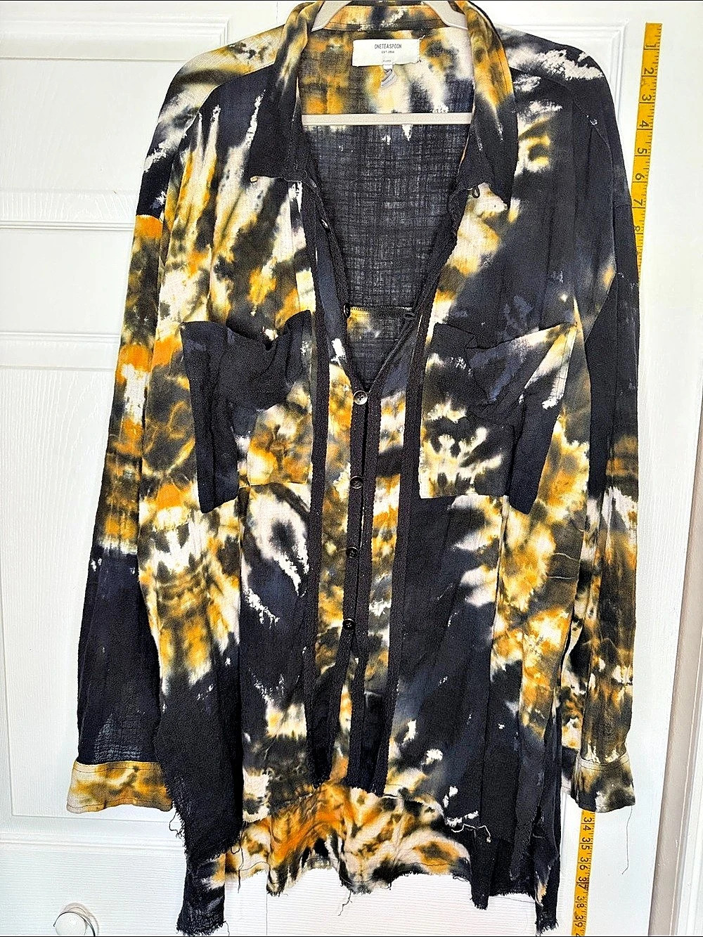 One Teaspoon Abstract Print Blouse Black & Yellow